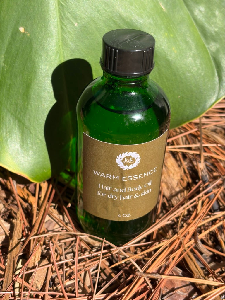 WARM ESSENCE HAIR AND BODY OIL               (for dry hair and skin)